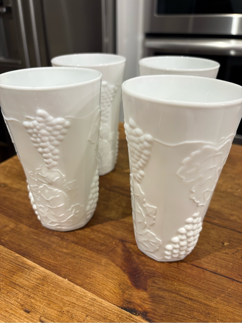 Colony Harvest Grape by Indiana Milk Glass Cooler Glasses set -4